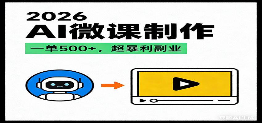 2026AI 风口最稳副业：微课代写制作，一单 500+，人人可做的蓝海项目-木子聊项目