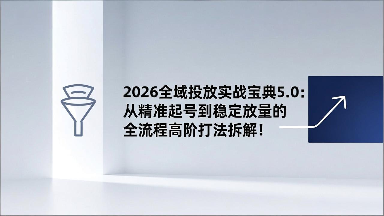 2026全域投放实战宝典5.0：从精准起号到稳定放量的全流程高阶打法拆解！-木子聊项目