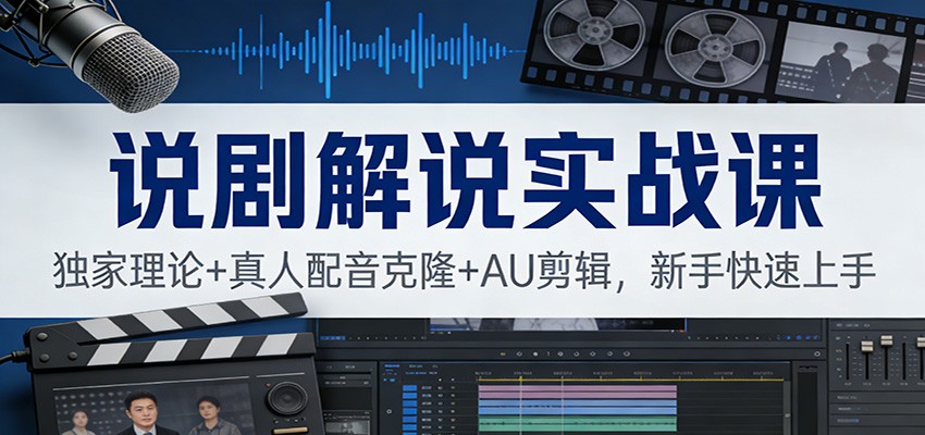 说剧解说实战课：独家理论+真人配音克隆+AU剪辑，新手快速上手-木子聊项目
