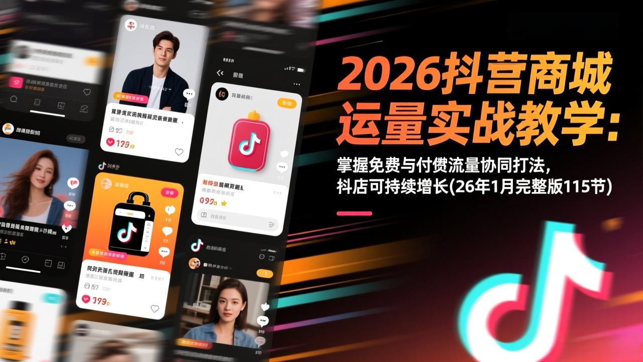 2026抖音商城运营实战教学：掌握免费与付费流量协同打法，抖店可持续增长(26年1月完整版115节-木子聊项目