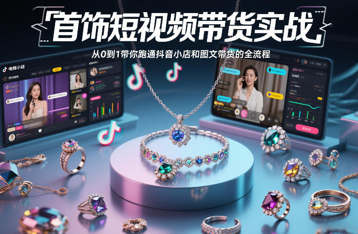 首饰短视频带货实战，从0到1带你跑通抖音小店和图文带货的全流程-木子聊项目