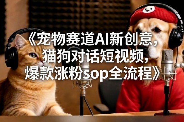 宠物赛道AI新创意，猫狗对话短视频，爆款涨粉sop全流程-木子聊项目