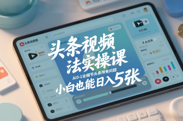 头条视频玩法实操课，从0-1全细节头条所有问题，小白也能日入5张-木子聊项目