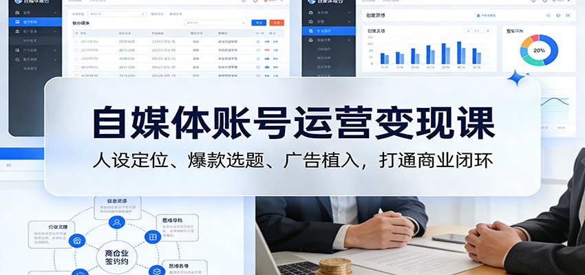 自媒体账号运营变现课：人设定位、爆款选题、广告植入，打通商业闭环-木子聊项目
