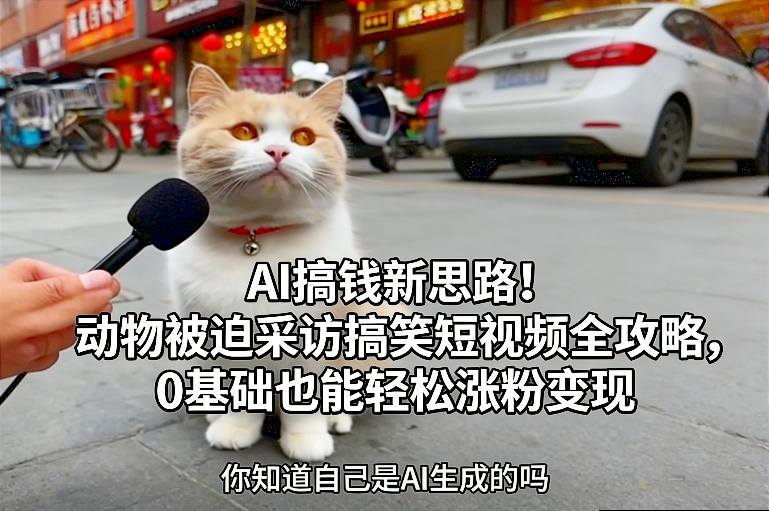 AI搞钱新思路！动物被迫采访搞笑短视频全攻略，0基础也能轻松涨粉变现-木子聊项目