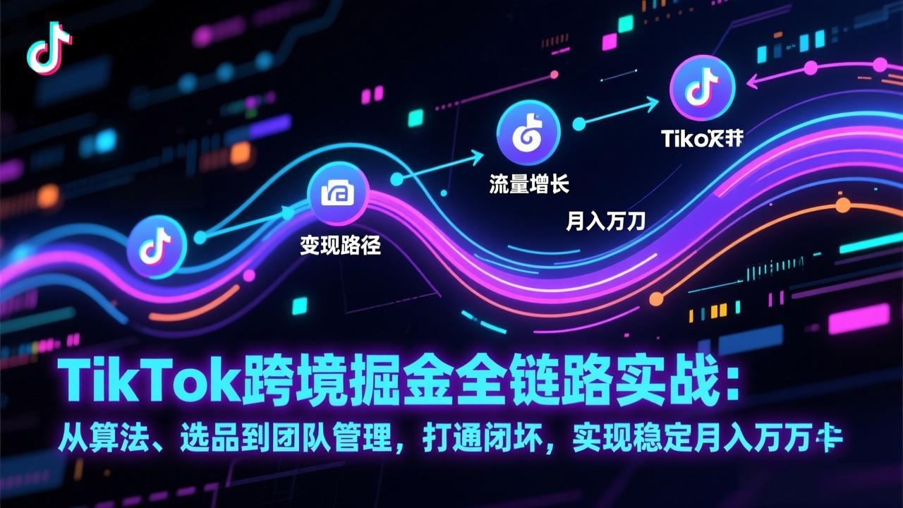 TikTok跨境掘金全链路实战：从算法、选品到团队管理，打通闭环，实现稳定月入万刀-木子聊项目