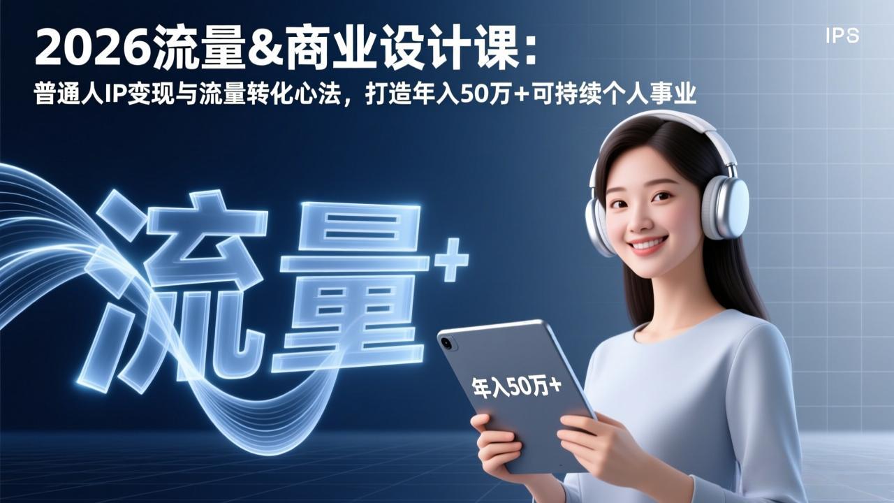 2026流量&商业设计课：普通人IP变现与流量转化心法，打造年入50万+可持续个人事业-木子聊项目