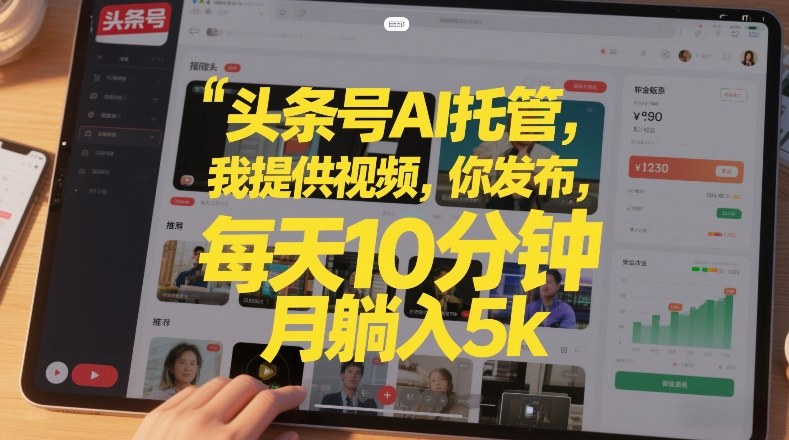 头条号AI托管，我提供视频，你发布，每天10分钟，月躺入5k+【揭秘】-木子聊项目