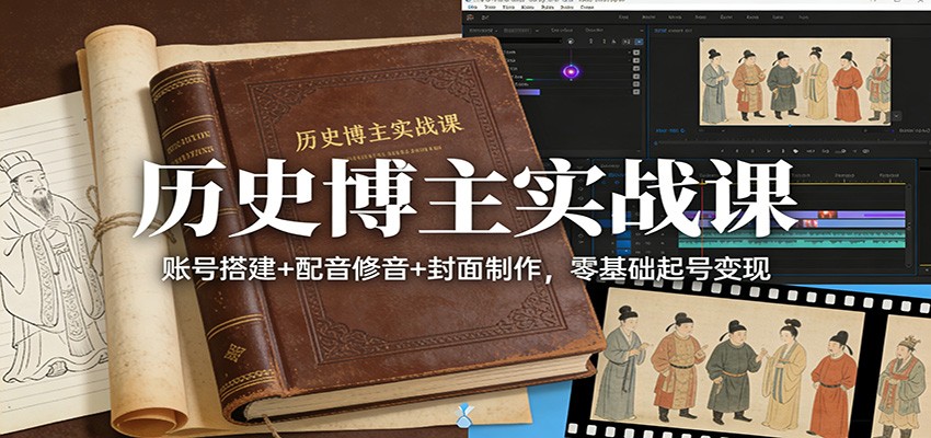 历史博主实战课：账号搭建+配音修音+封面制作，零基础起号变现-木子聊项目
