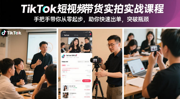 TikTok短视频带货实拍实战课程，手把手带你从零起步，助你快速出单，突破瓶颈-木子聊项目