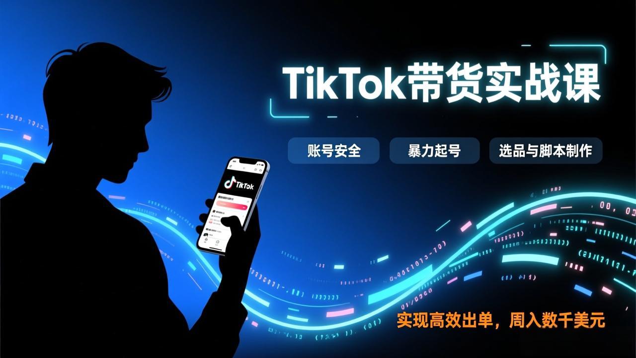 TikTok带货实战课，涵盖账号安全、暴力起号、选品与脚本制作，实现高效出单，周入数千美元-木子聊项目