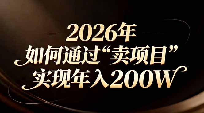 站在2026年的十字路口：一个普通人如何通过卖项目实现年入200万-木子聊项目
