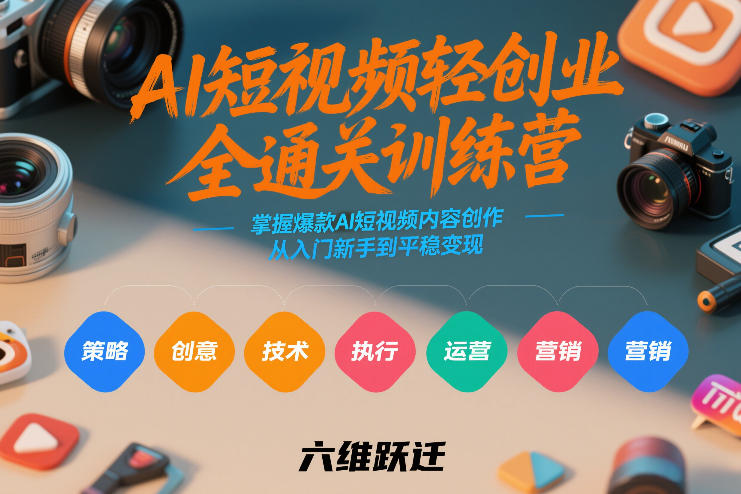 AI短视频轻创业全通关训练营，掌握爆款AI短视频内容创作，从入门新手到平稳变现的六维跃迁-木子聊项目