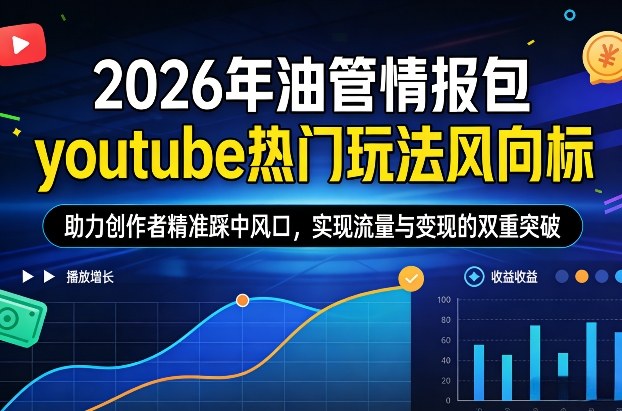 2026年油管情报包，youtube热门玩法风向标，助力创作者精准踩中风口，实现流量与变现的双重突破-木子聊项目