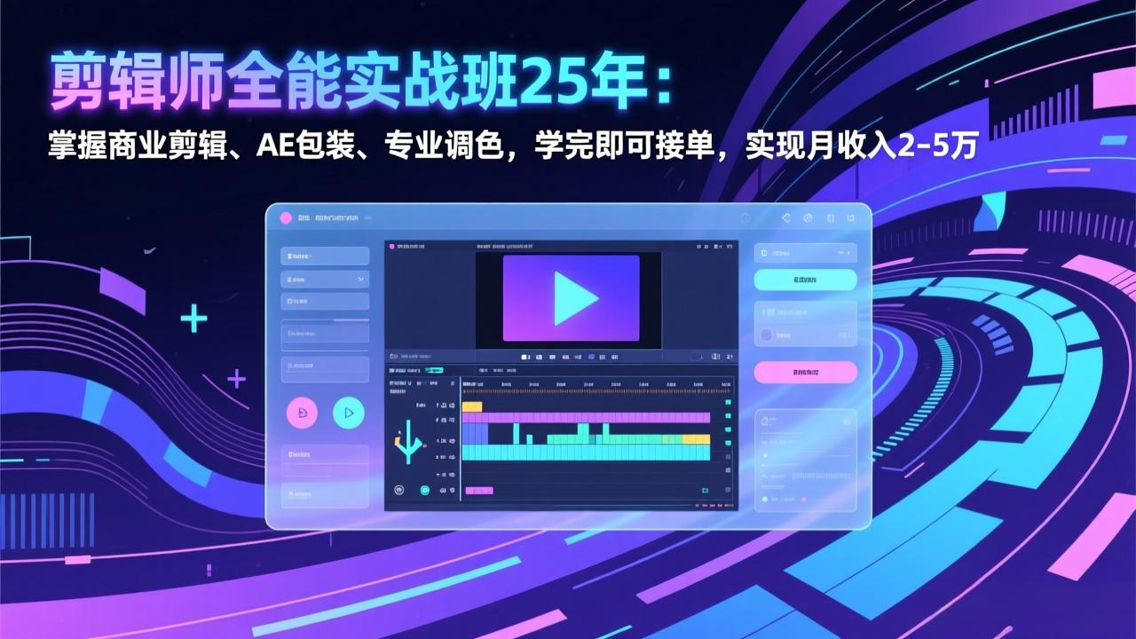 剪辑师全能实战班25年：掌握商业剪辑、AE包装、专业调色，学完即可接单，实现月收入2-5万-木子聊项目