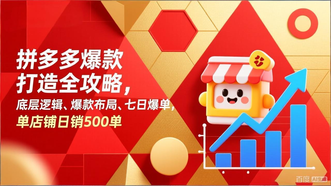 拼多多爆款打造全攻略，底层逻辑、爆款布局、七日爆单，单店铺日销500单-木子聊项目