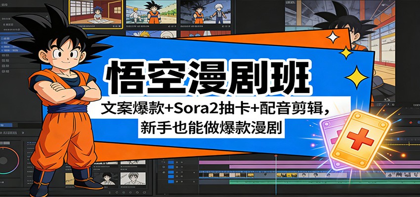 悟空漫剧班：文案爆款+Sora2抽卡+配音剪辑，新手也能做爆款漫剧-木子聊项目