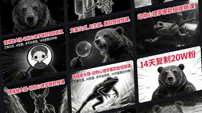 情绪放大镜-动物心理学爆款短视频课，文案公式、AI生图、多平台变现，14天复制20W粉-木子聊项目