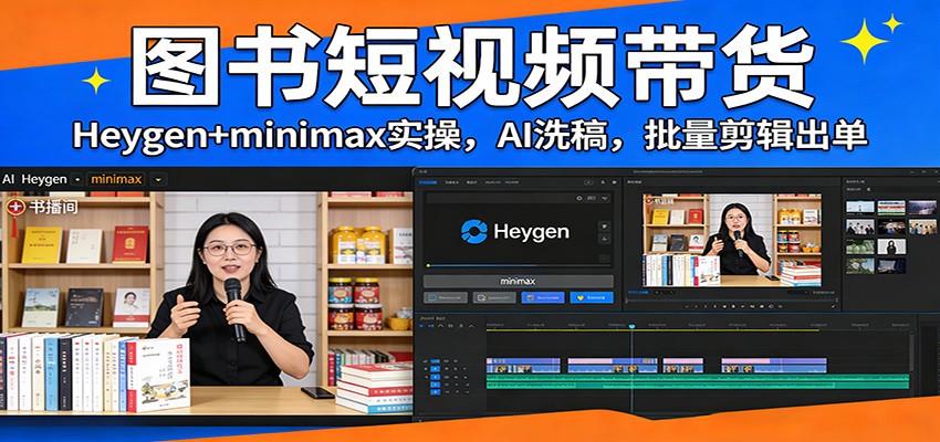 图书短视频带货：Heygen+minimax实操，AI洗稿 ，批量剪辑出单-木子聊项目