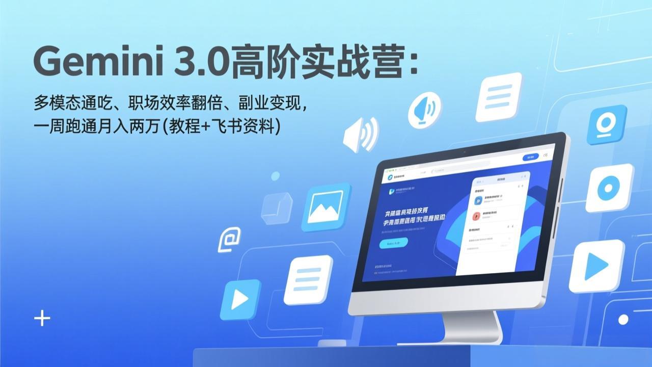 Gemini 3.0高阶实战营：多模态通吃、职场效率翻倍、副业变现，一周跑通月入两万(教程+飞书资料-木子聊项目