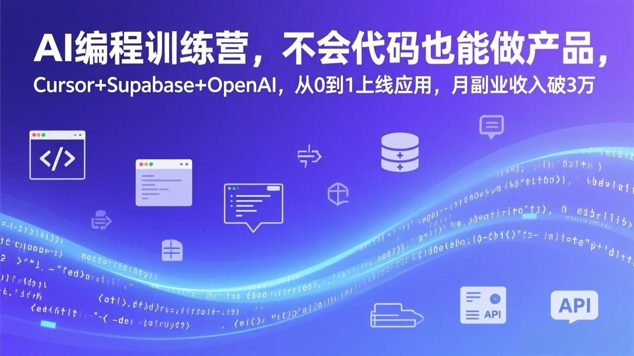 AI编程训练营，不会代码也能做产品，Cursor+Supabase+OpenAI，从0到1上线应用，月副业收入破3万-木子聊项目