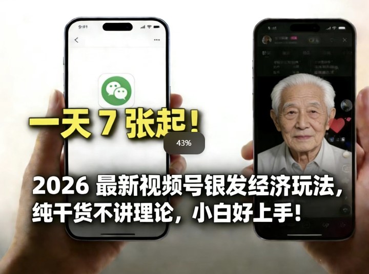 2026最新视频号银发经济玩法，轻松每天7张起，小白也可做-木子聊项目