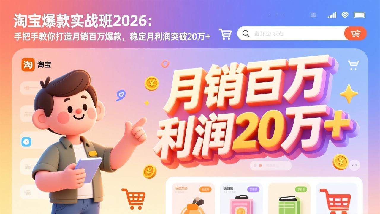 淘宝爆款实战班-2026年2月更新：手把手教你打造月销百万爆款，稳定月利润突破20万+-木子聊项目