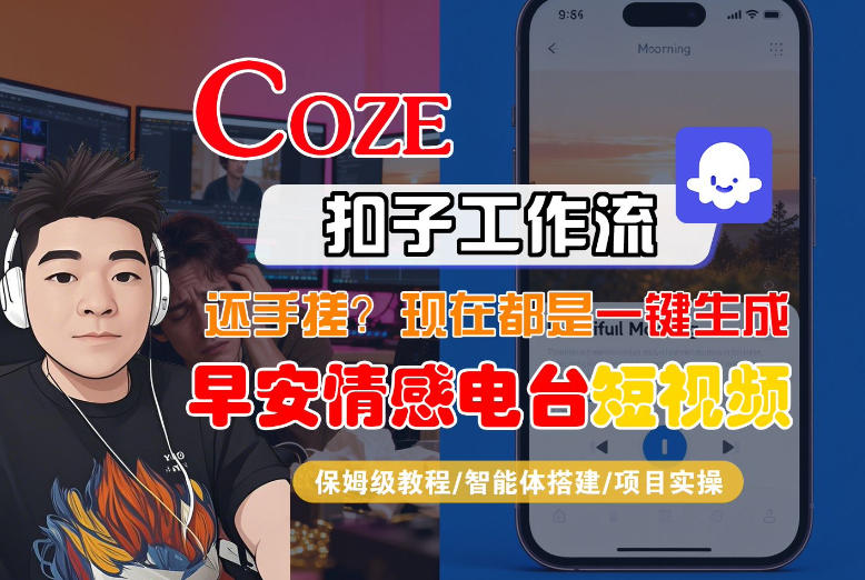 【Coze工作流搭建实操教程】【coze】早安情感电台日签视频还在手动做？用扣子工作流自动生成，省时90%-木子聊项目
