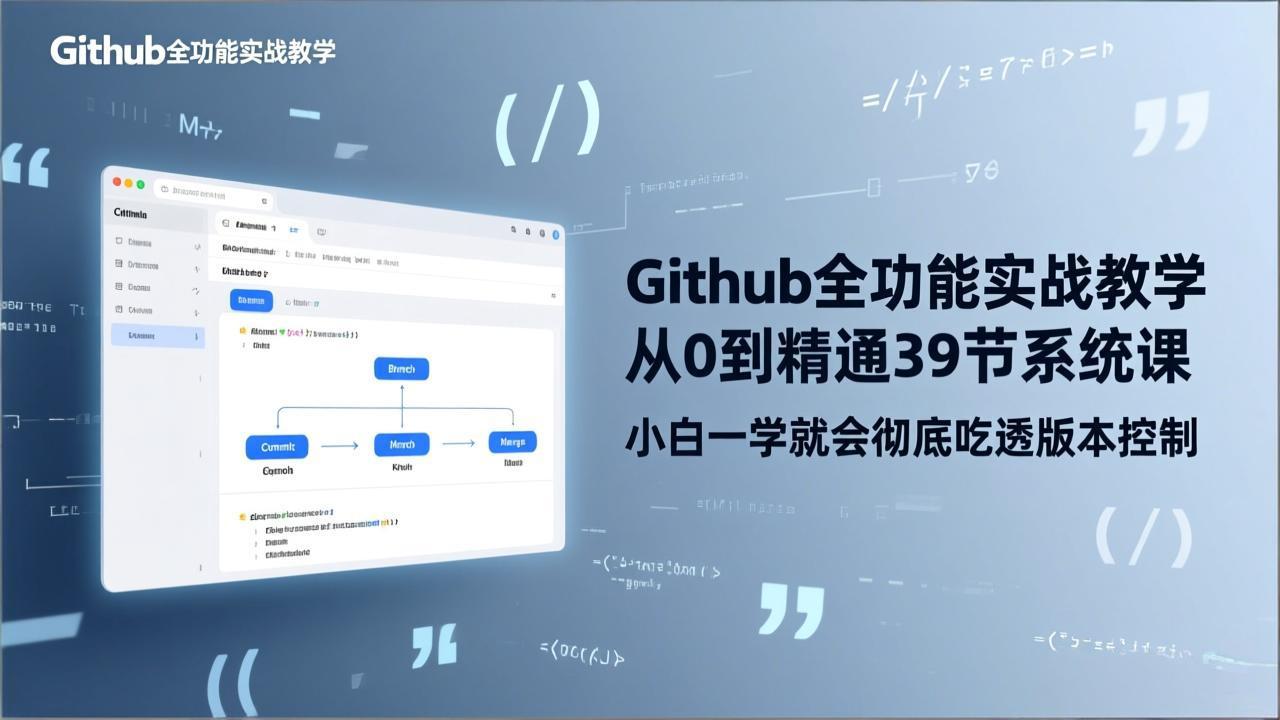 GitHub-全功能实战教学，从0到精通39节系统课，小白一学就会彻底吃透版本控制-木子聊项目