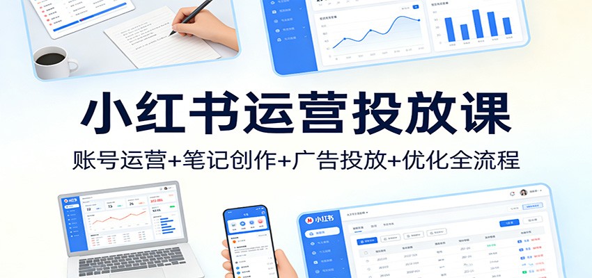 小红书运营投放课：账号运营+笔记创作+广告投放+优化全流程-木子聊项目