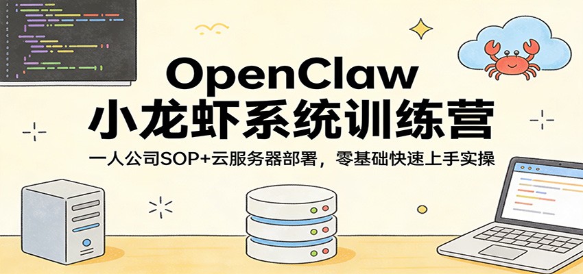 OpenClaw小龙虾系统训练营：一人公司SOP，云服务器部署，零基础快速上手实操-木子聊项目