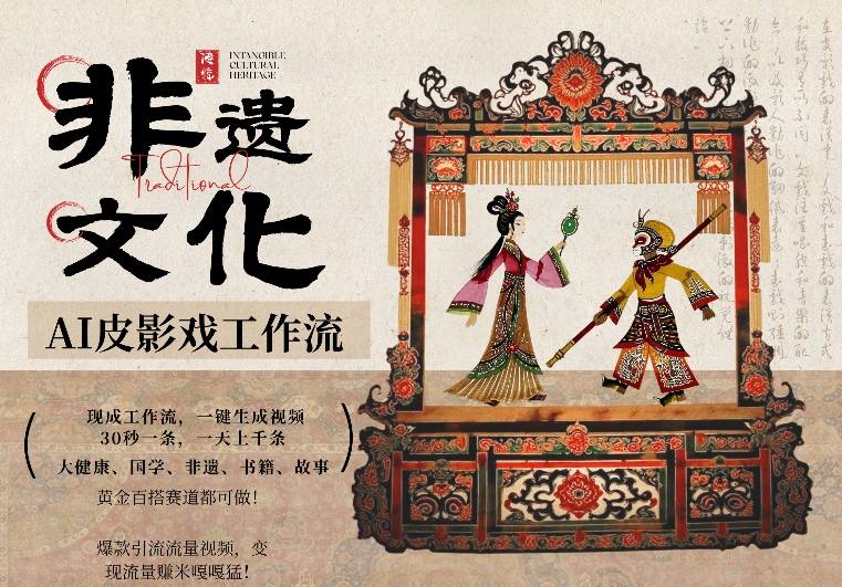 AI一键生成民俗文化非遗皮影戏视频，一刀不剪无需剪辑，30S一条，一天上百条，流量财富嘎嘎猛-木子聊项目
