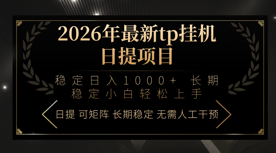 2026年最新tp挂机日提项目：稳定日入1000+小白轻松上手-木子聊项目