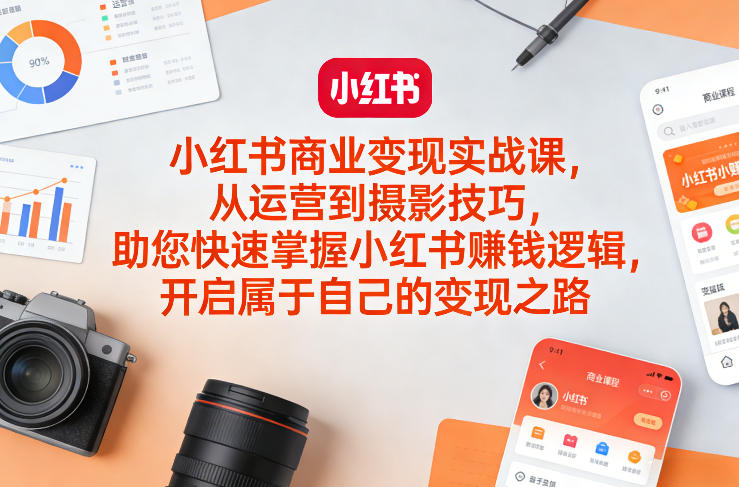 小红书商业变现实战课，从运营到摄影技巧，助您快速掌握小红书賺钱逻辑，开启属于自己的变现之路-木子聊项目