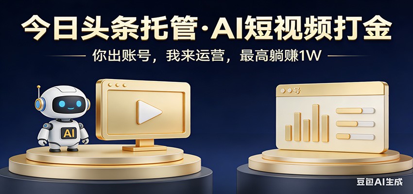 头条号AI托管,我提供作品,你提供账号,每天5分钟发布,小白躺赚3000+-木子聊项目