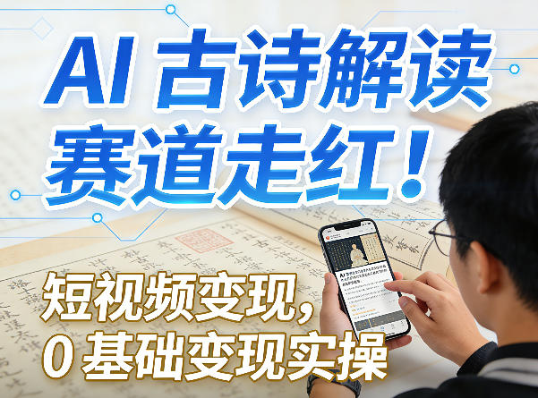 AI古诗解读赛道走红！短视频变现，0基础变现实操-木子聊项目