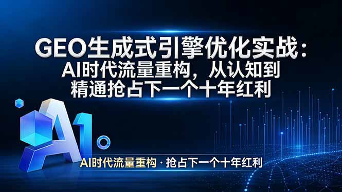 GEO 生成式引擎优化实战：AI时代流量重构，从认知到精通抢占下一个十年红利-木子聊项目