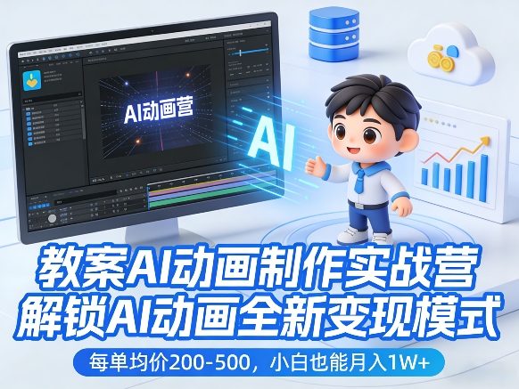教案AI动画制作实战营，解锁AI动画全新变现模式，每单均价200-500，小白也能月入1W+-木子聊项目