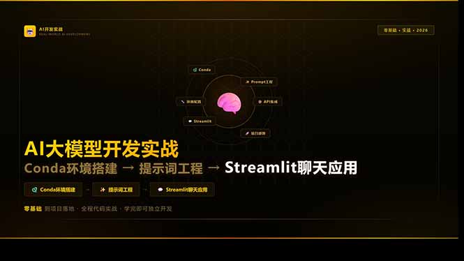 AI大模型开发实战：Conda环境搭建→提示词工程→Streamlit聊天应用，零基础到项目落地-木子聊项目