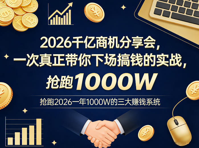 2026千亿商机分享会，一次真正带你下场搞钱的实战，抢跑2026一年1000W的三大賺钱系统-木子聊项目