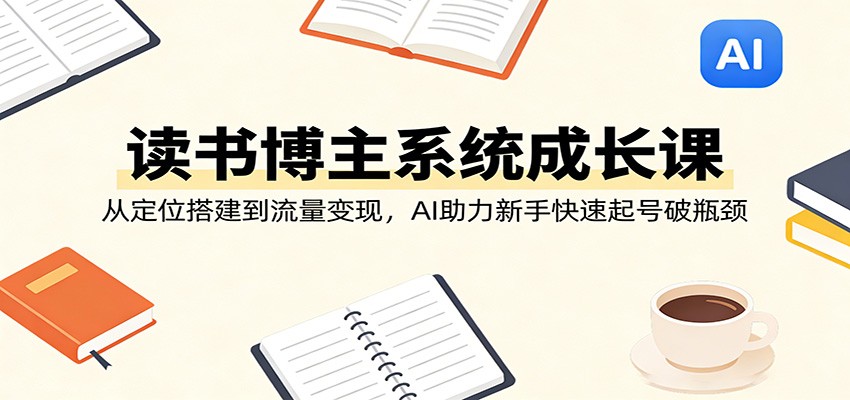 读书博主系统成长课：从定位搭建到流量变现，AI助力新手快速起号破瓶颈-木子聊项目