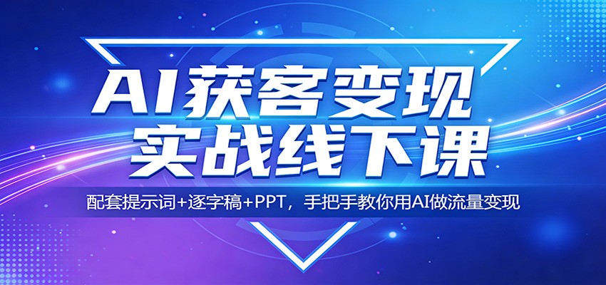 AI获客变现实战线下课：配套提示词+逐字稿+PPT，手把手教你用AI做流量变现-木子聊项目
