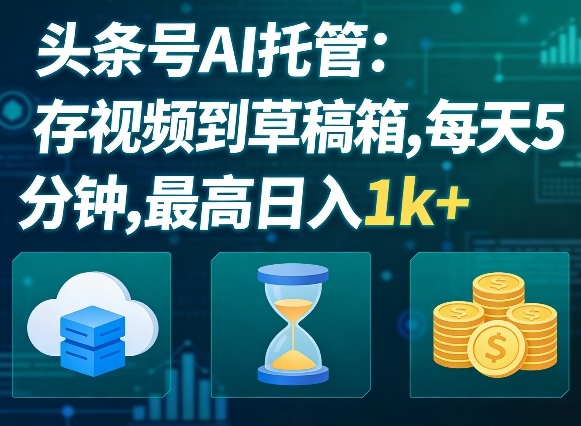 头条号AI托管，我存视频到你草稿箱，每天5分钟，最高日入1k+【揭秘】-木子聊项目