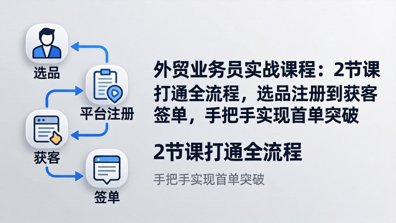 外贸业务员实战课程：2节课打通全流程，选品注册到获客签单，手把手实现首单突破-木子聊项目