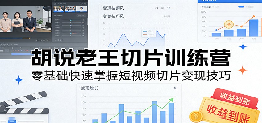 胡说老王切片训练营，零基础快速掌握短视频切片变现技巧-木子聊项目