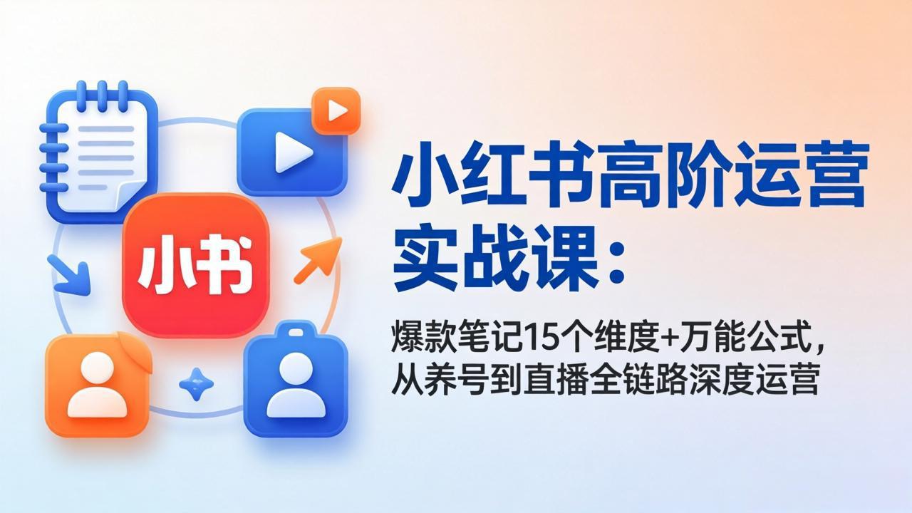 小红书高阶运营实战课：爆款笔记15个维度+万能公式，从养号到直播全链路深度运营-木子聊项目