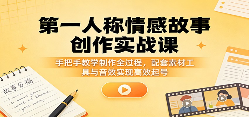 第一人称情感故事创作实战课：手把手教学制作全过程，配套素材工具与音效实现高效起号-木子聊项目