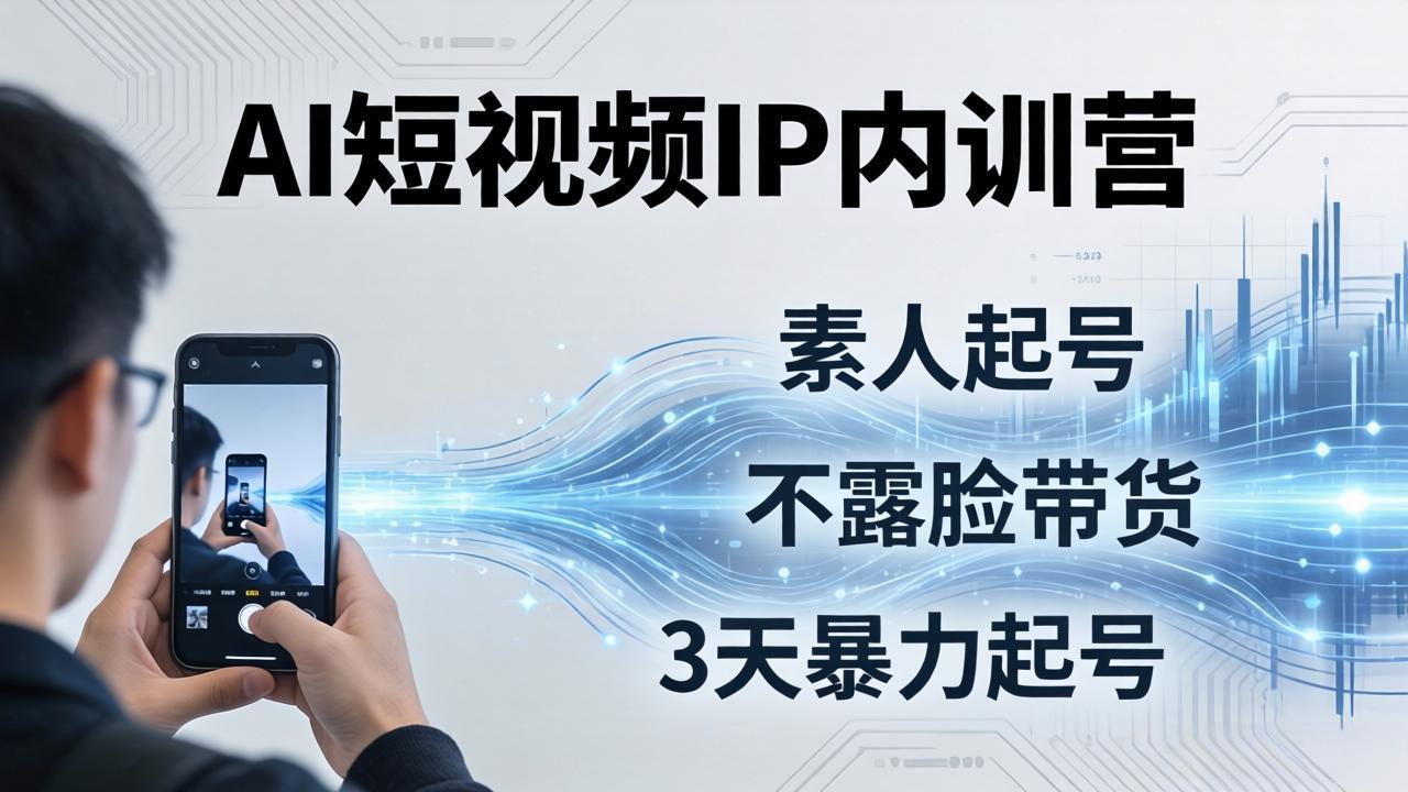 2026AI短视频IP内训营：从素人起号到不露脸带货，3天暴力起号全流程拆解-木子聊项目