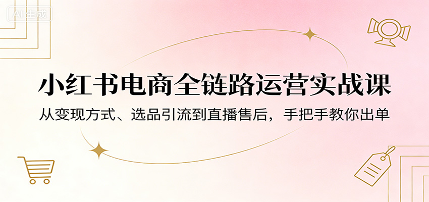 小红书电商全链路运营实战课：从变现方式、选品引流到直播售后，手把手教你出单-木子聊项目