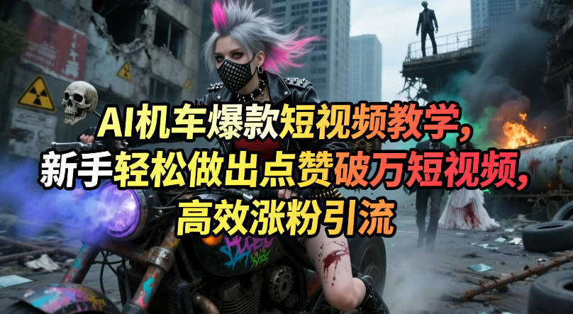 AI机车爆款短视频教学，新手轻松做出点赞破万短视频，高效涨粉引流-木子聊项目